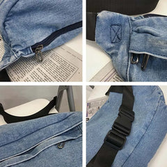 Denim Large Fanny Pack Unisex Waist Bags