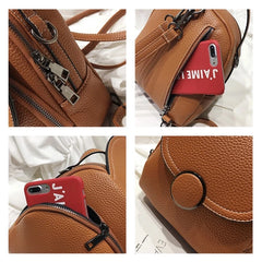 Women Leather Backpack Soft Touch Small Multi-Function Bag