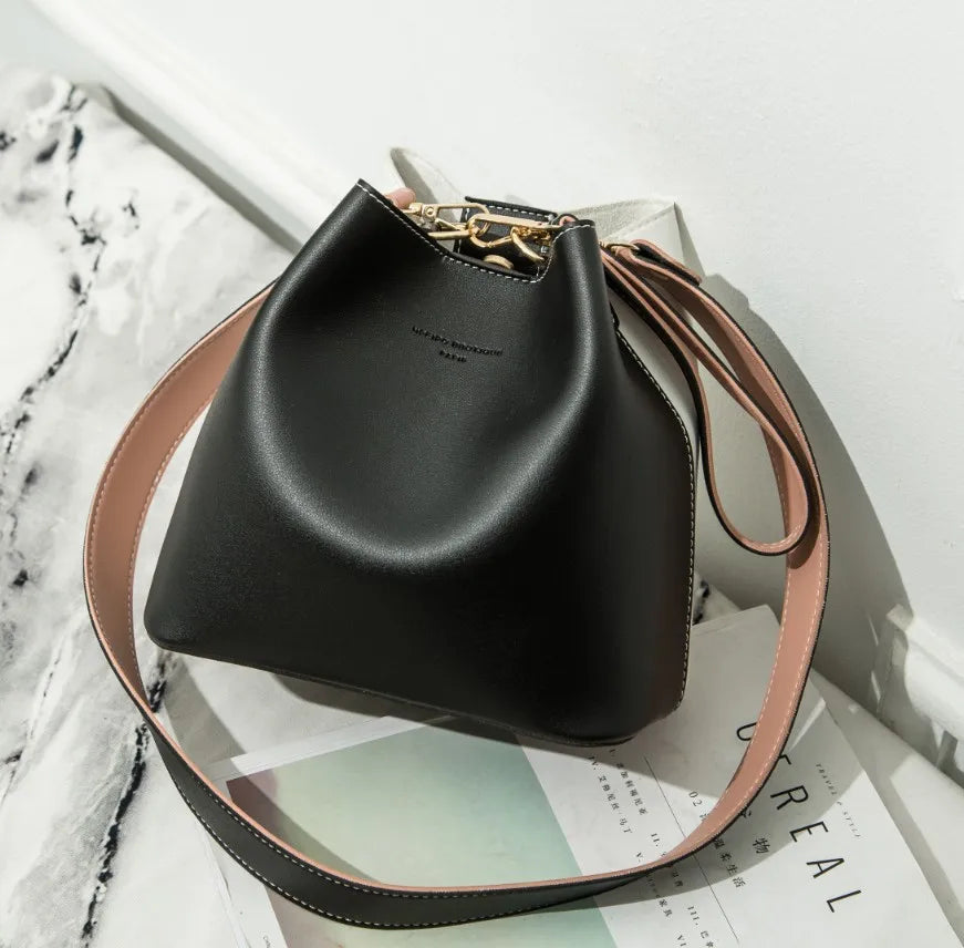 Women Handbags PU Leather Bucket Shoulder Bags Female Larger Capacity