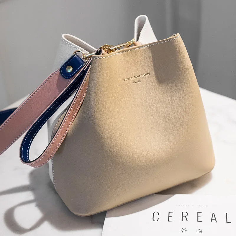 Women Handbags PU Leather Bucket Shoulder Bags Female Larger Capacity