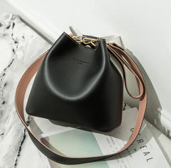 Women Handbags PU Leather Bucket Shoulder Bags Female Larger Capacity