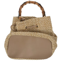 Drawstring Straw Bucket Bag Women's Woven Shoulder Beach Handbag