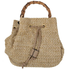 Drawstring Straw Bucket Bag Women's Woven Shoulder Beach Handbag