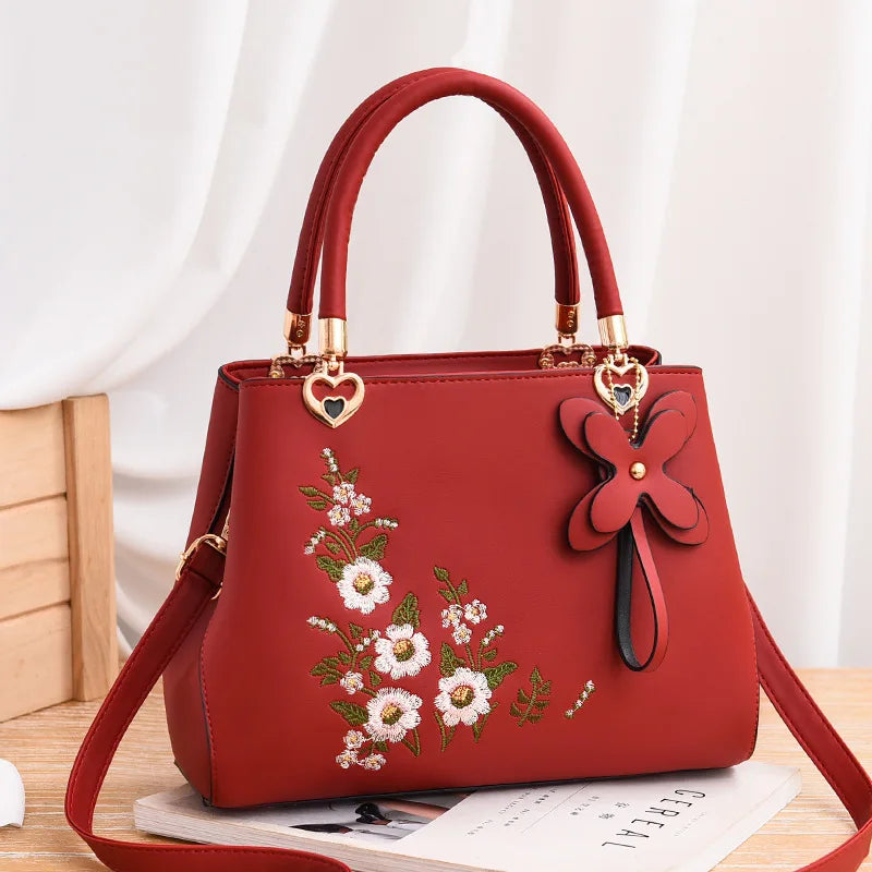 Vintage Embroidery Flowers Pattern Shoulder Bag for Women