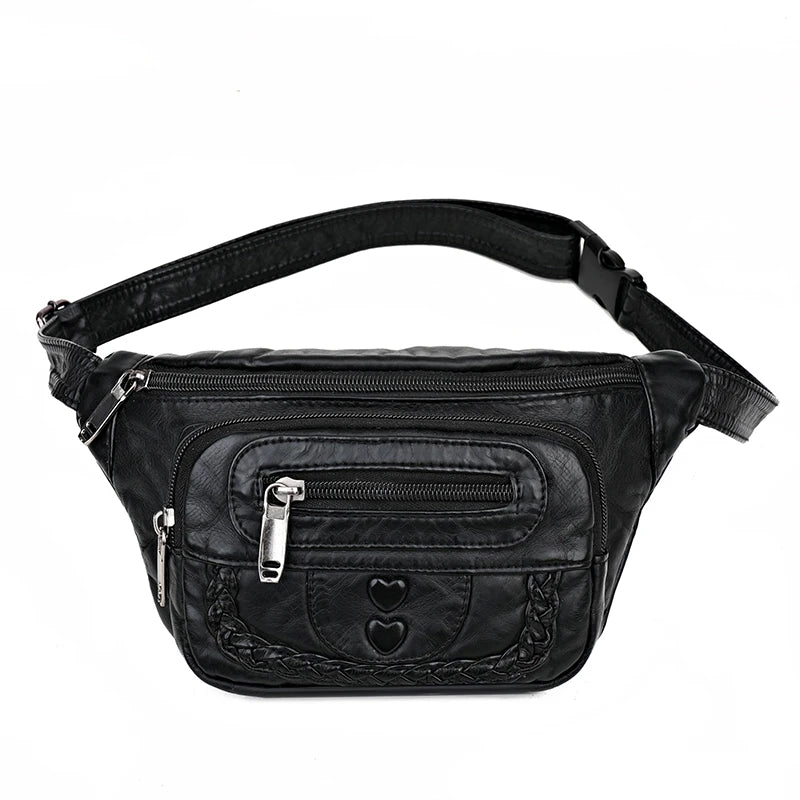 Retro Female Belt Bag Shoulder Crossbody Soft Leather Waist Bag