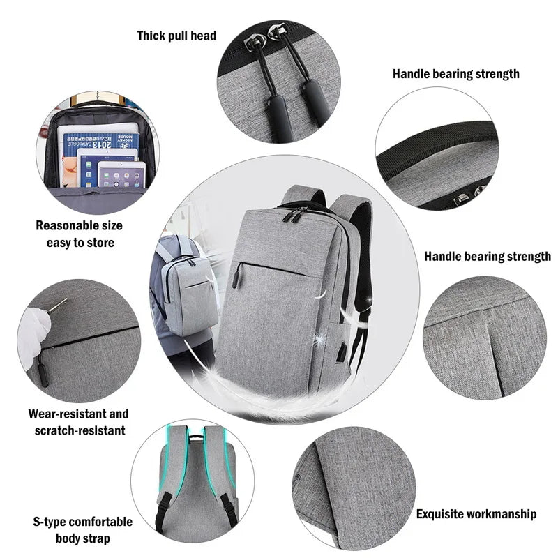 15.6 inch Laptop USB Backpack School Bag Anti Theft Men Travel Daypacks