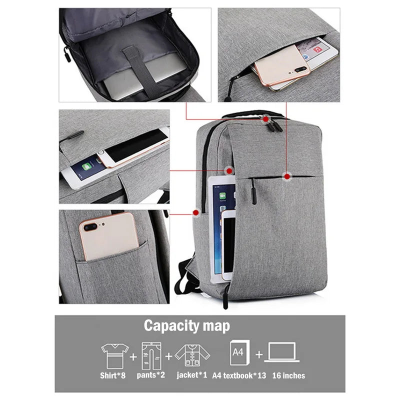 15.6 inch Laptop USB Backpack School Bag Anti Theft Men Travel Daypacks