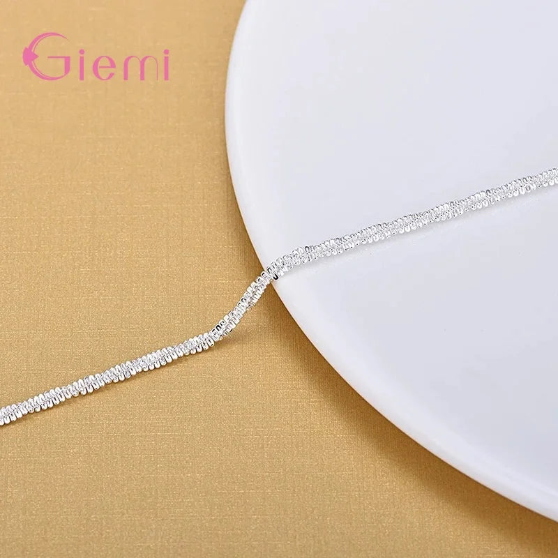 925 Silver Anklet Twisted Weave Chain for Women Girl