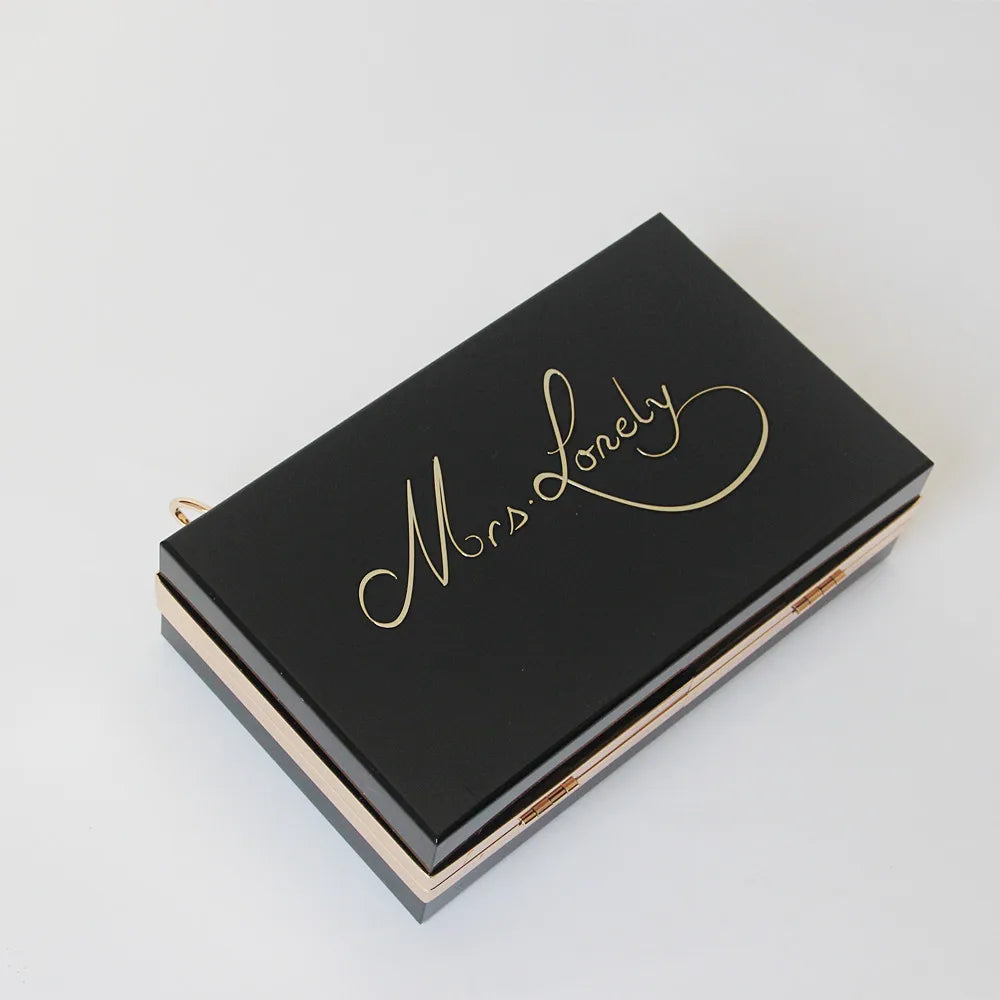 Vintage Solid Frame Evening Bag Letter Clutch Purse