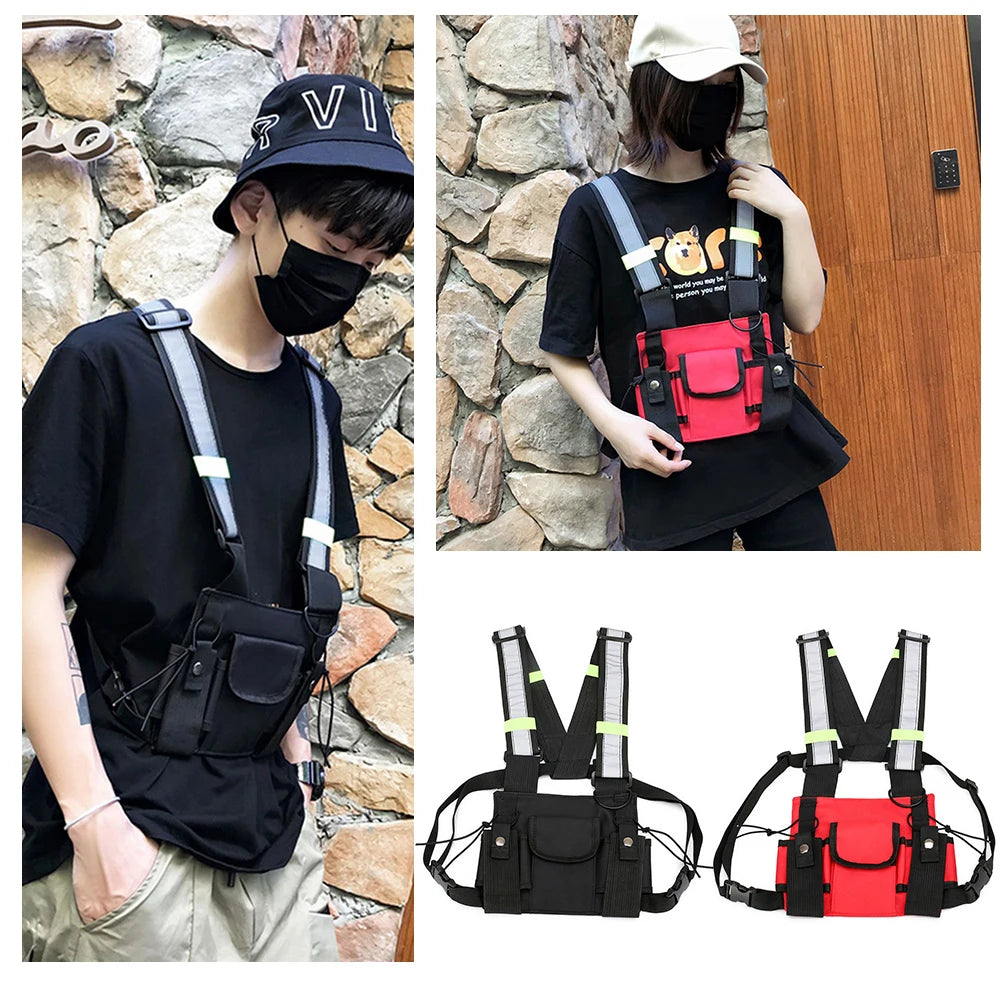Multi-function Backpack Hip Hop Vest Knapsack Outdoor Travel Rucksack