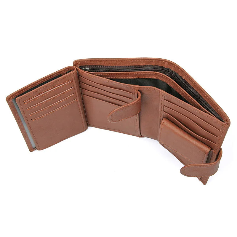 Men's Cow Leather Short Wallet High Quality Cash Purse