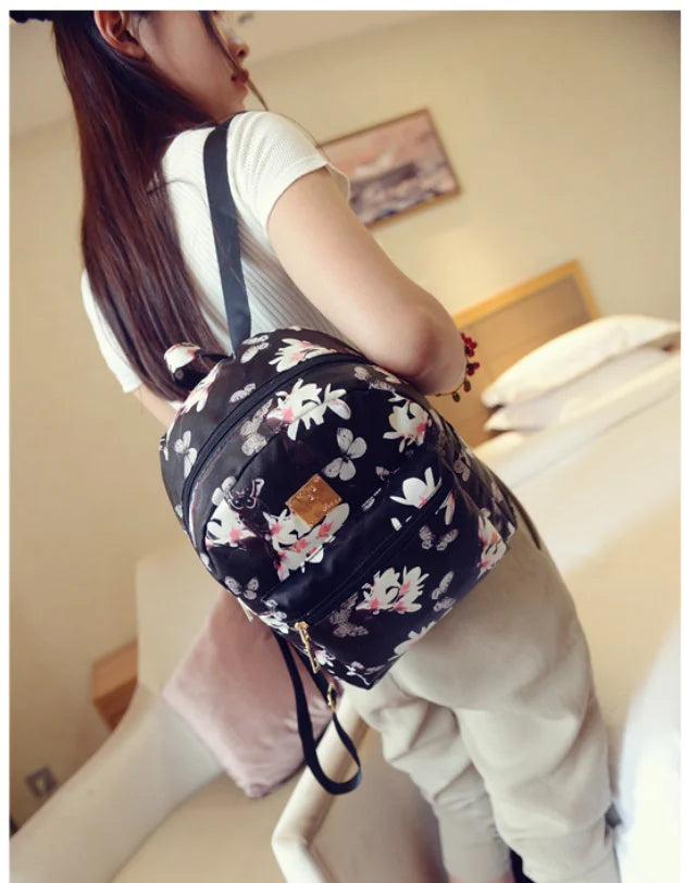 Butterfly Flower Kids Backpack Floral Pattern PU Leather Bag