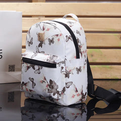 Butterfly Flower Kids Backpack Floral Pattern PU Leather Bag