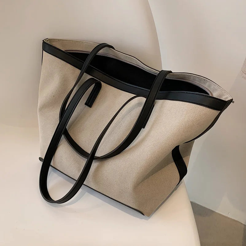 Large Capacity Canvas Tote Bag Foreign Style Shopper Bag