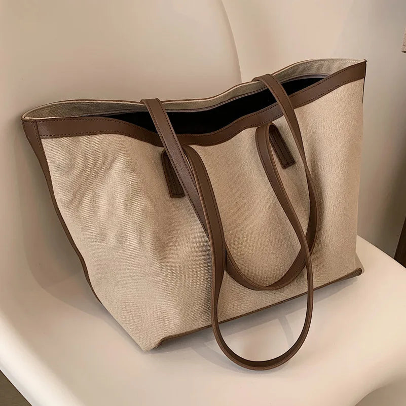 Large Capacity Canvas Tote Bag Foreign Style Shopper Bag