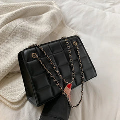 Plaid Crossbody Bag Chain Strap Square Handbag