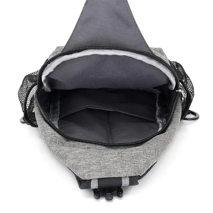 Anti-thief Gray Crossbody Bag Men Shoulder Bag Women Chest Bag