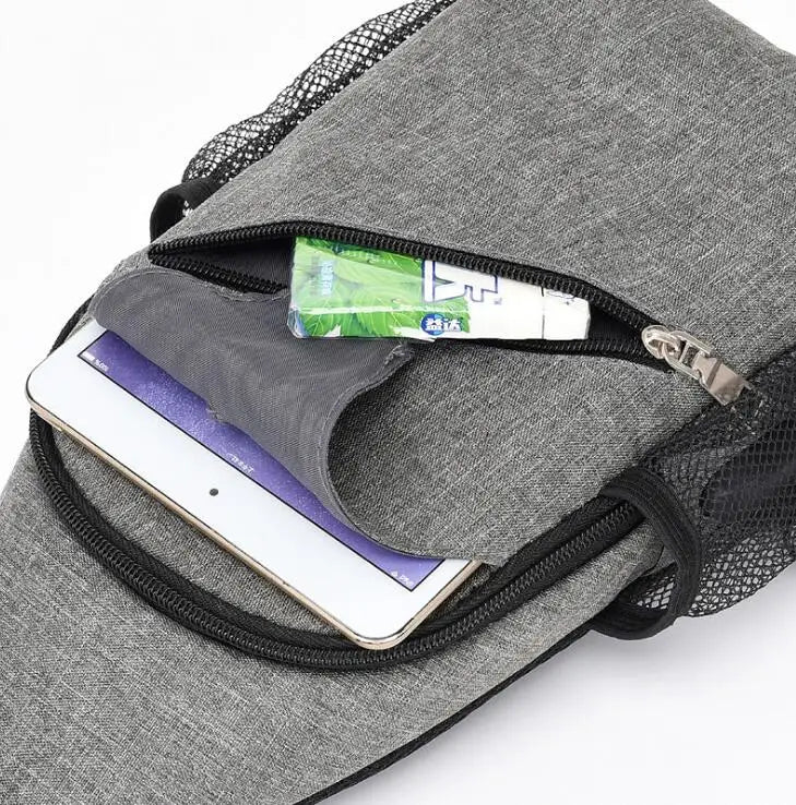 Anti-thief Gray Crossbody Bag Men Shoulder Bag Women Chest Bag