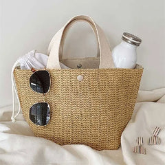 Ladies Straw Woven Handbag Women Beach Casual Tote Shoulder Bag