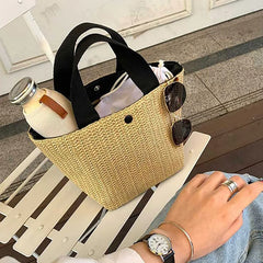 Ladies Straw Woven Handbag Women Beach Casual Tote Shoulder Bag