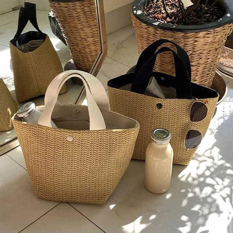 Ladies Straw Woven Handbag Women Beach Casual Tote Shoulder Bag