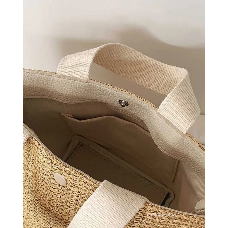 Ladies Straw Woven Handbag Women Beach Casual Tote Shoulder Bag