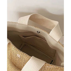 Ladies Straw Woven Handbag Women Beach Casual Tote Shoulder Bag