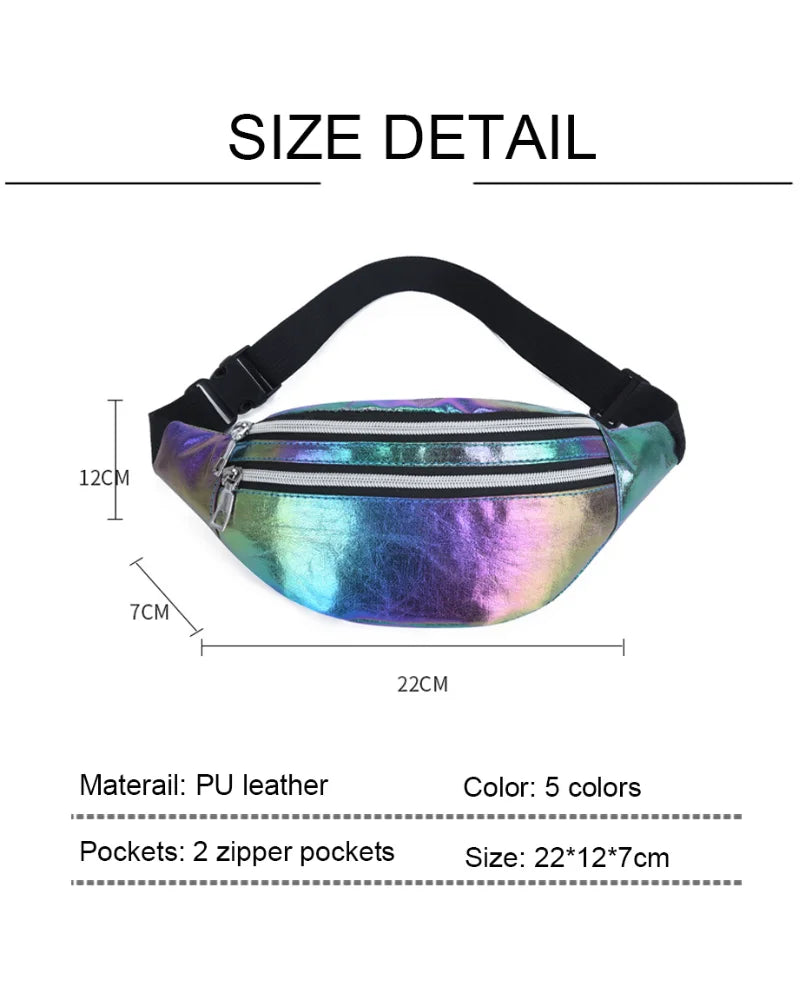 Laser PU Beach Travel Fanny Pack Waist Bag for Women