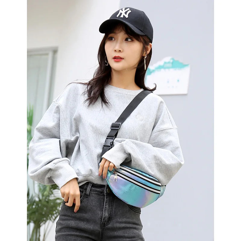 Laser PU Beach Travel Fanny Pack Waist Bag for Women