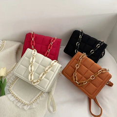 Flannel Small Square Crossbody Bag Chain Handle Handbag