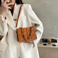 Flannel Small Square Crossbody Bag Chain Handle Handbag