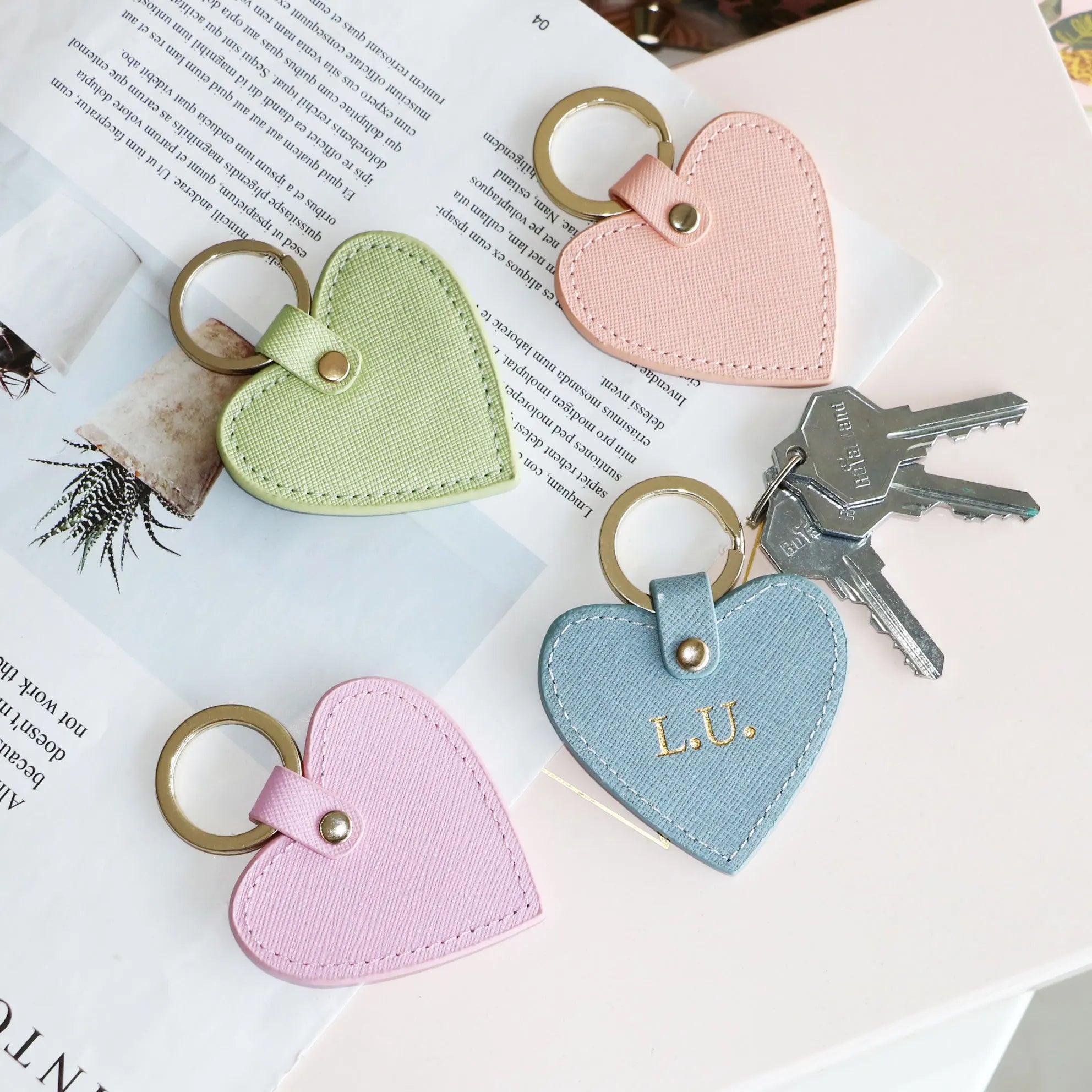 Initial Letters Leather Keychain For Women Key Ring Chain Female Keyring