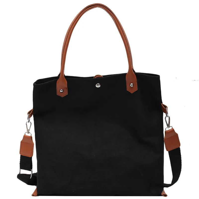 Canvas Shoulder Bag Large Capacity Double Strap Tote Bag