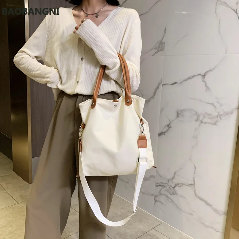 Canvas Shoulder Bag Large Capacity Double Strap Tote Bag