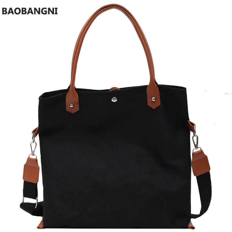 Canvas Shoulder Bag Large Capacity Double Strap Tote Bag