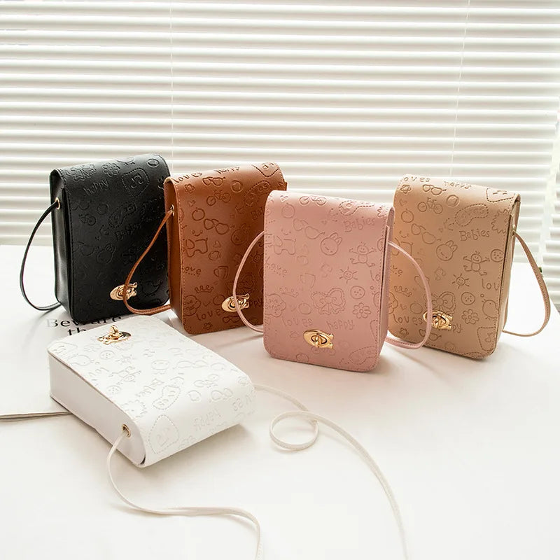 Small Square Handbag PU Shoulder Bag Women Mini Mobile Phone Bag Messenger Bag