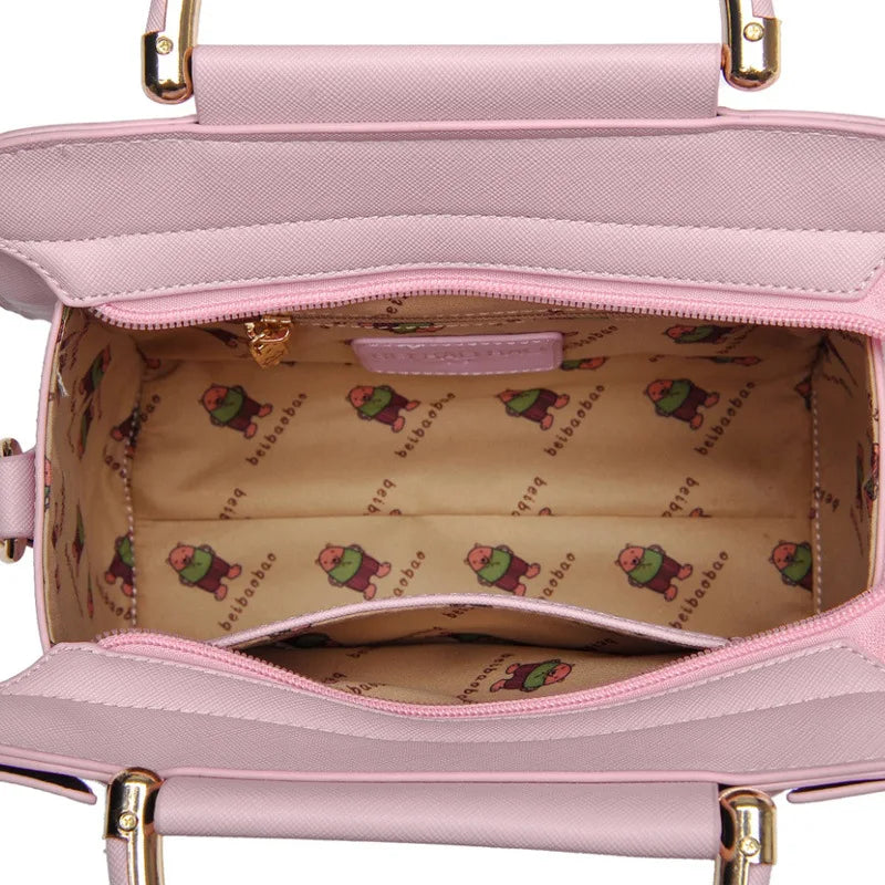 PU Leather Women Handbag Triangle Patchwork Shoulder Bag