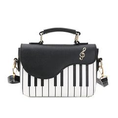 Embroidered Piano Keys PU Leather Handbag for Women