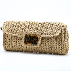 Leopard Summer Straw Bag Retro Hand-woven Clutch