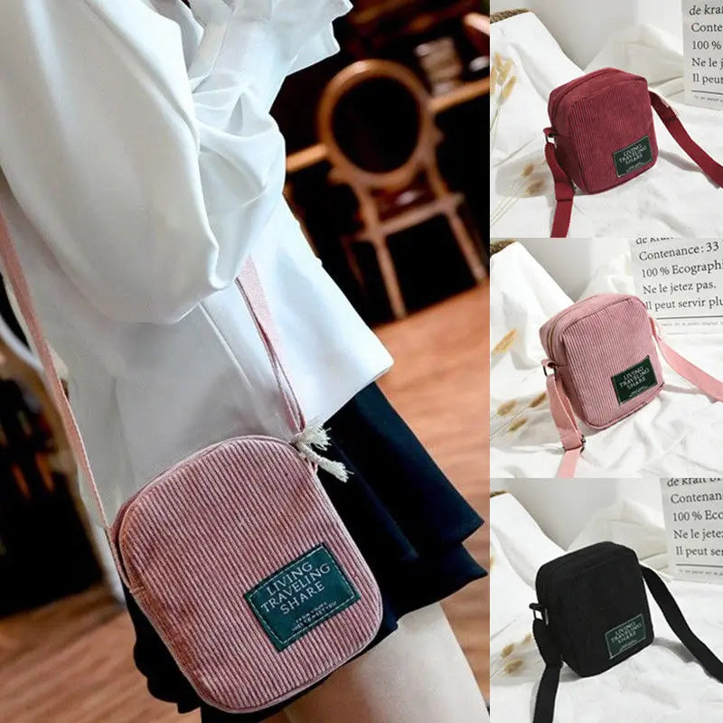 Corduroy Satchel Tote Purse Mini Shoulder Bag Phone Bags