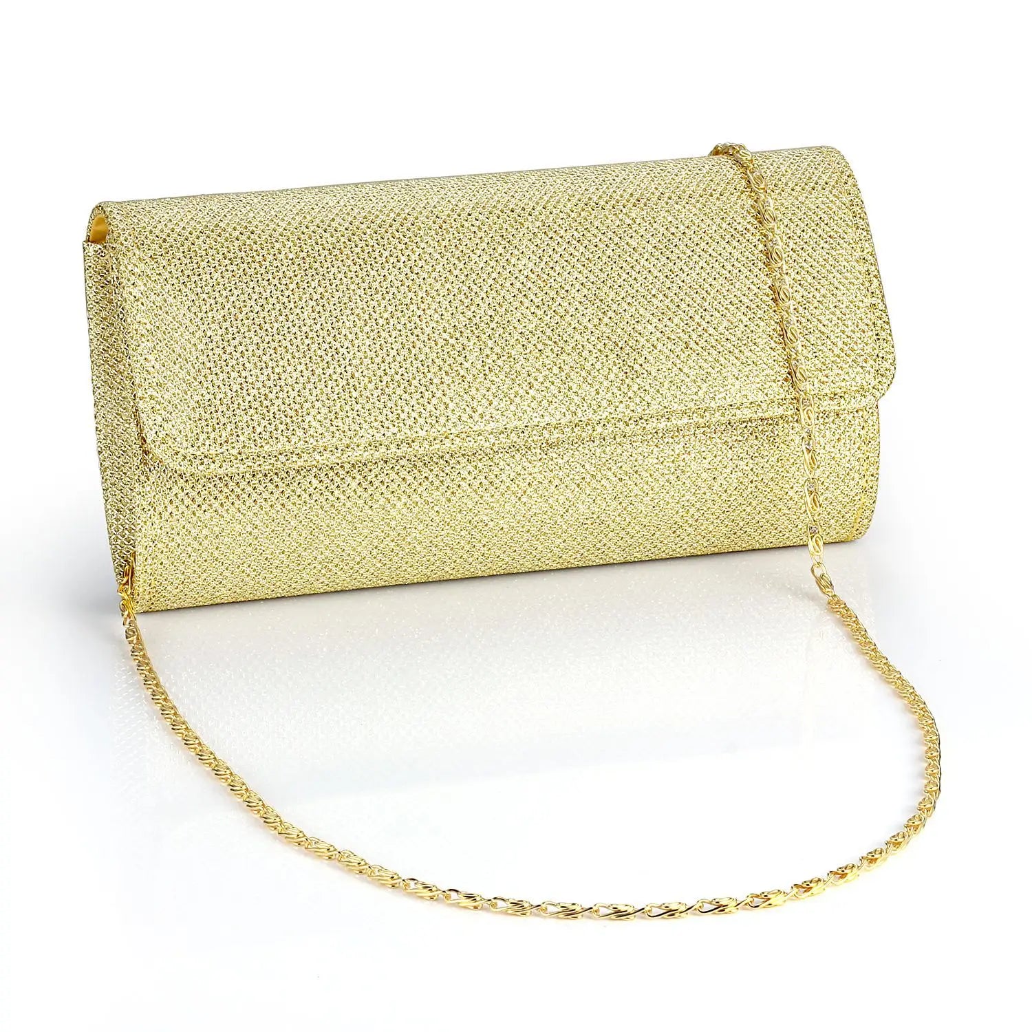 Glitter Dinner Purse Golden Wedding Clutch Chain Wallet Women Shoulder Crossbody