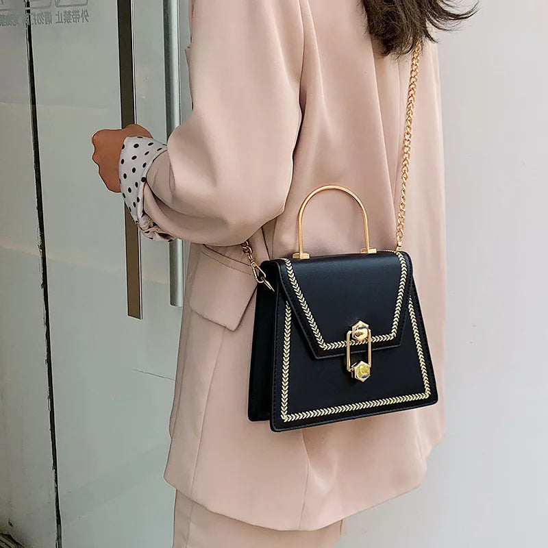 Metal Handle Handbags Women Crossbody Bags High Quality Clutch