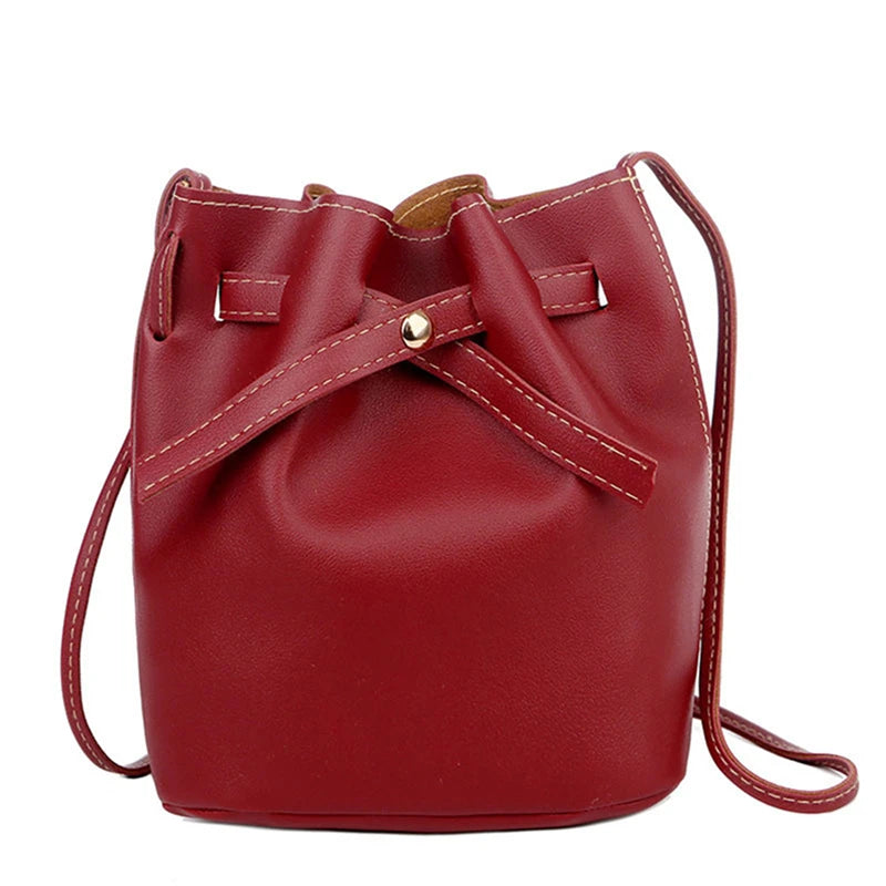 Mini Women's Bag PU Leather Shoulder Bucket Bag Female Messenger Crossbody