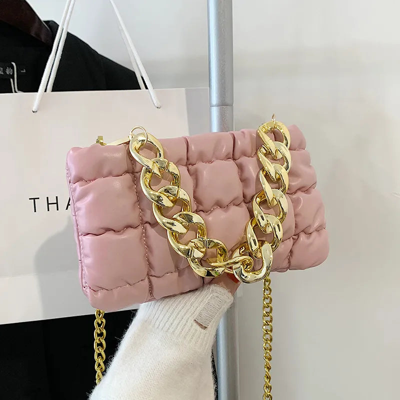 Pleated Shoulder bag Chain Handbag Women Crossbody bags mini Purses