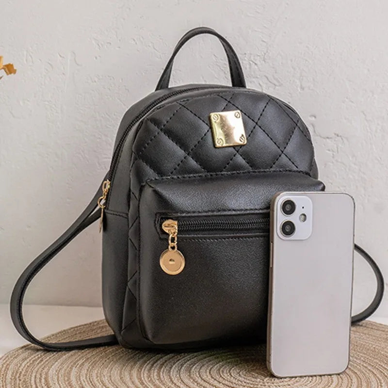 Waterproof Mini Leather Backpack for Women, Phone Purse Bag