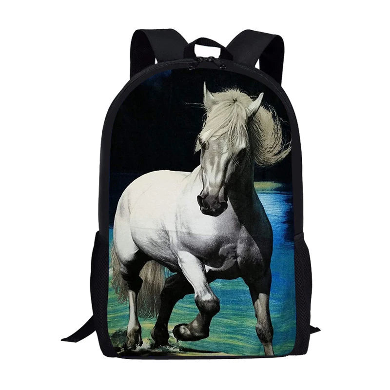 Teen School Bags Backpacks Boys Girls Horse Print Bookbag