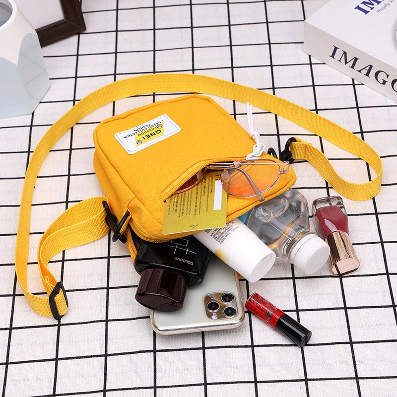 Canvas Square Bag Japanese Style Crossbody Messenger Purse