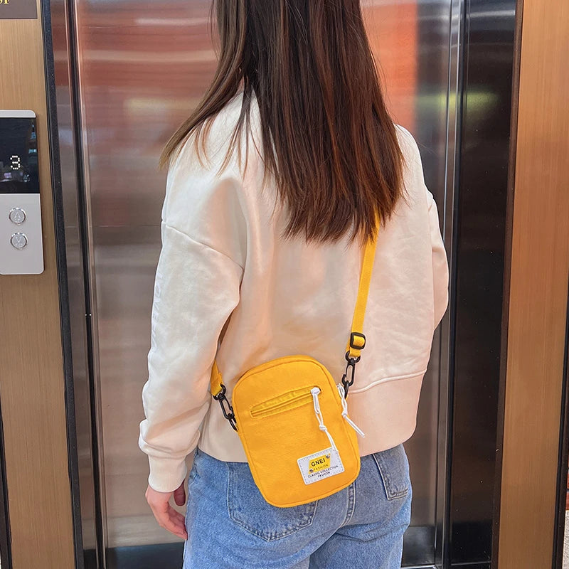 Canvas Square Bag Japanese Style Crossbody Messenger Purse