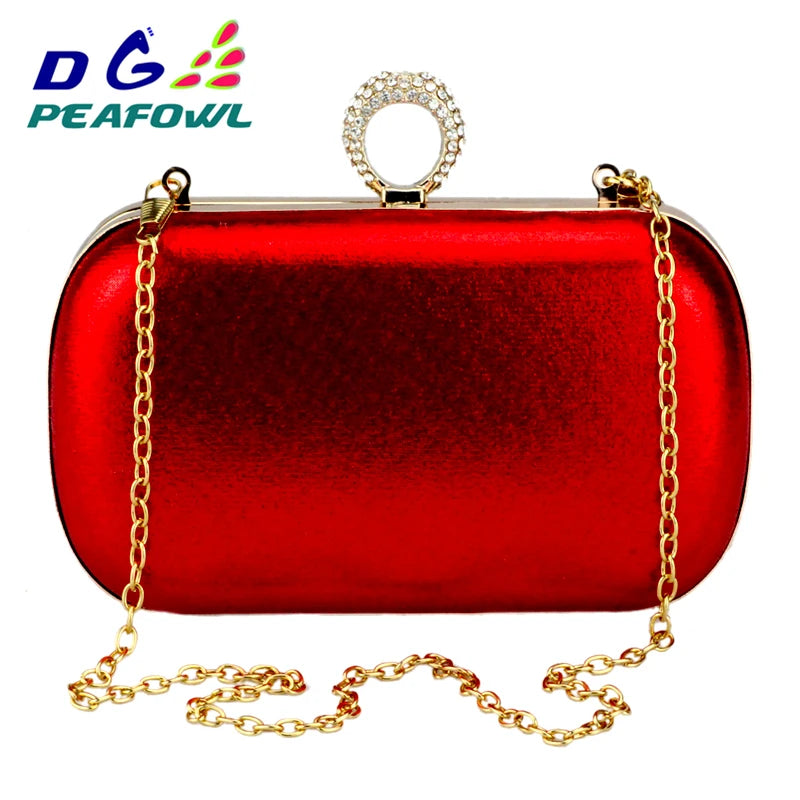 Silk Red Diamond Clutch Shoulder Chain Bridal Handbag