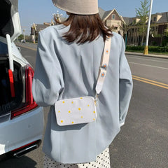 Small Daisy Printed Shoulder Messenger Bag Summer Square Bag